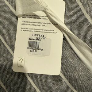 Pottery Barn Belgian Flax Linen King Duvet Cover Striped - Dark Gray Brand New